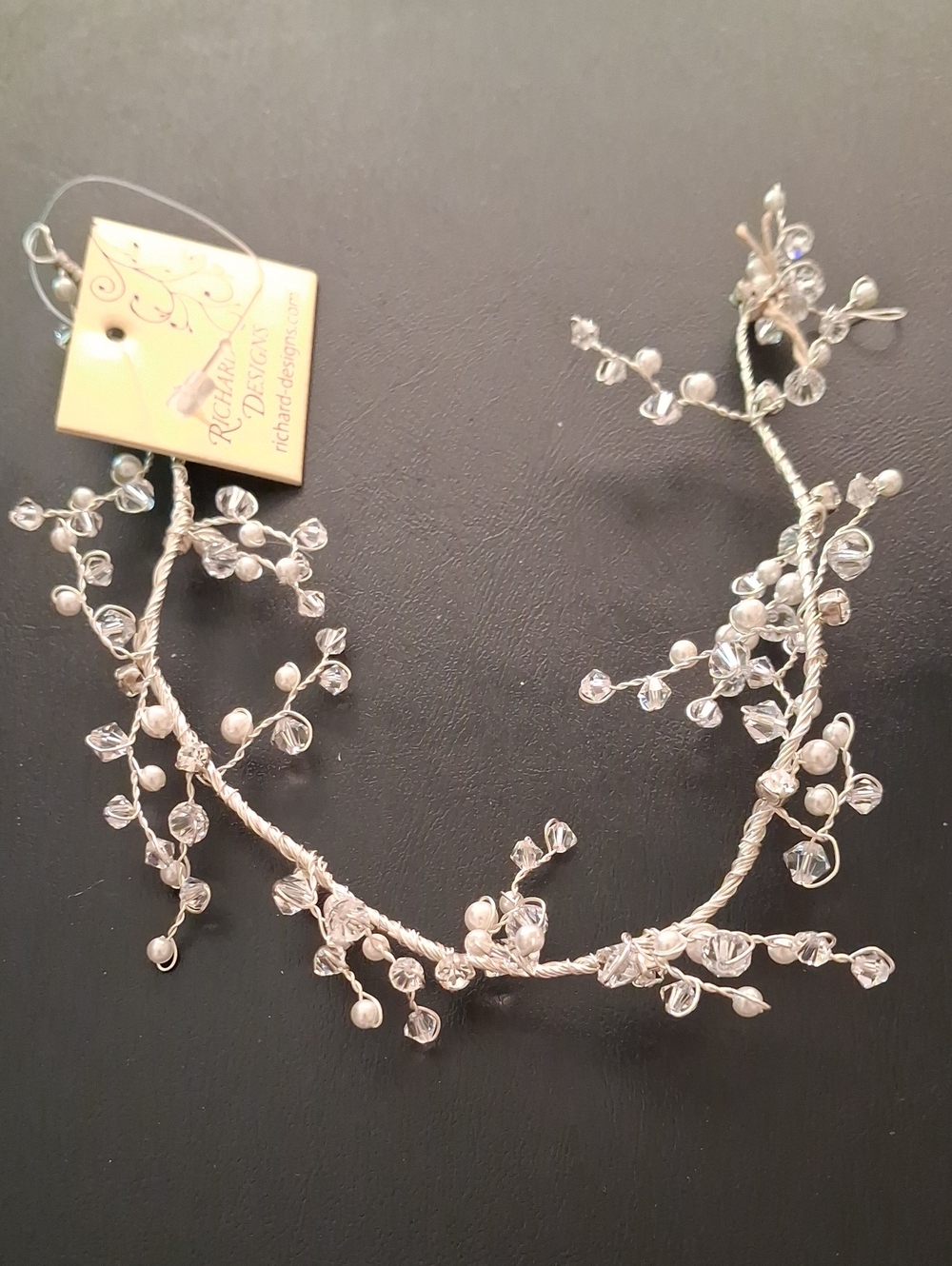Silver Pearl & Crystal Bridal Hair Vine by